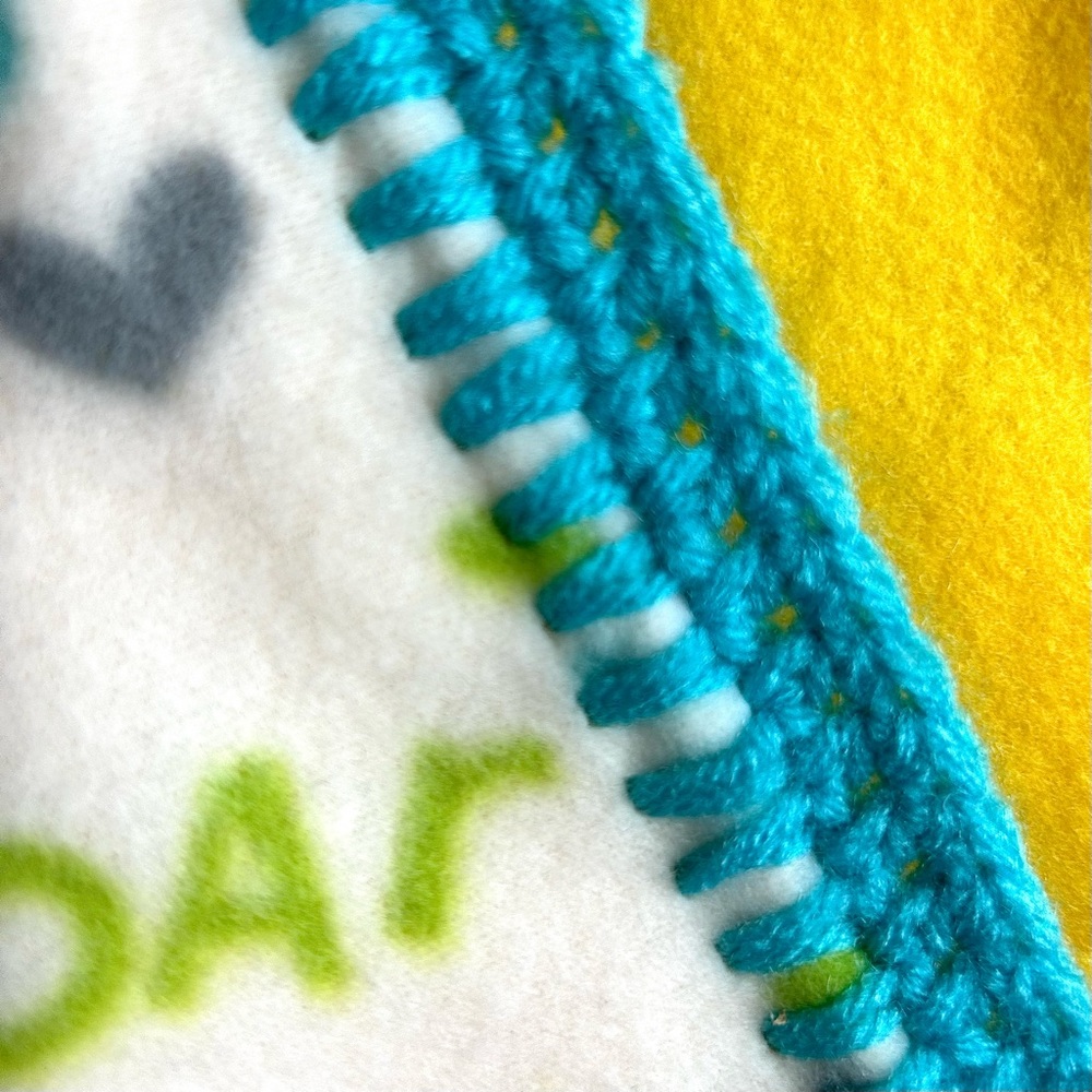 Handmade Baby Blanket 2-Ply Fleece Crochet Edging Lion Toddler Stroller Lovey - Picture 3 of 4